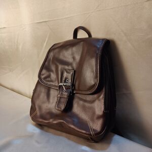 Brown Vinyl Backpack Bag  Small Size